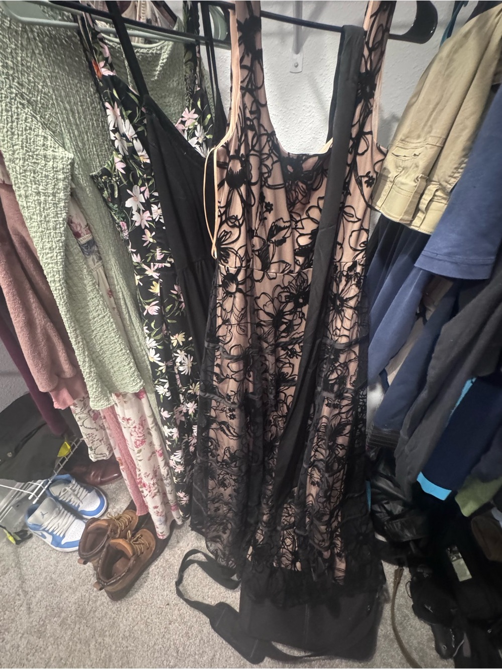 Taylor Black Lace Maxi Dress with Nude Slip